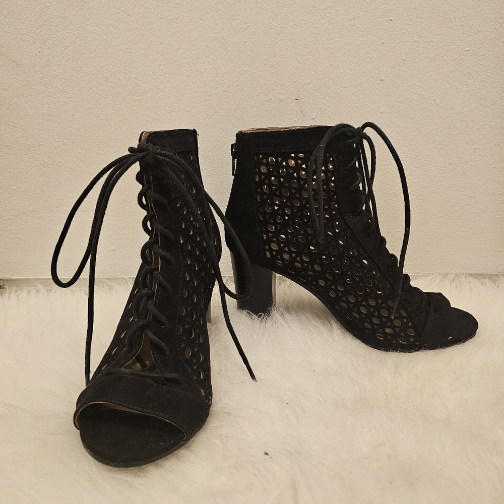Qupid Perforated Ankle Booties